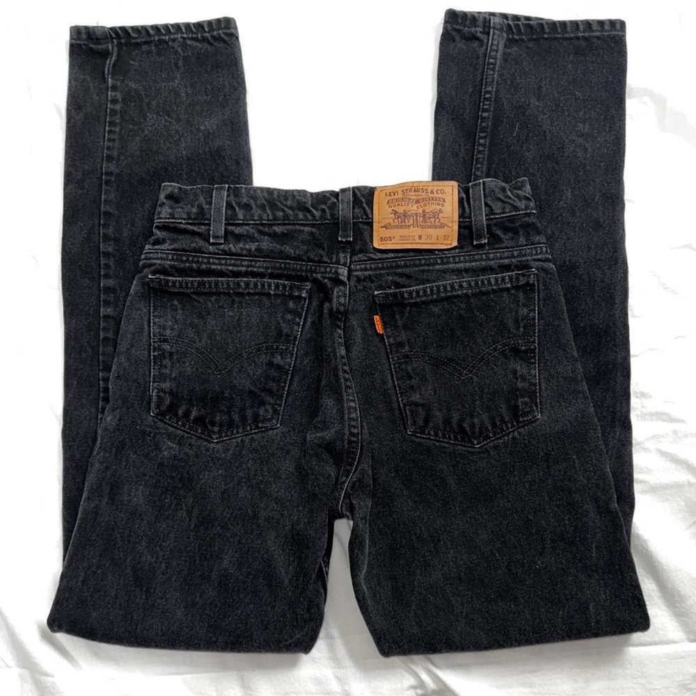 Vintage 90s Levi 505 Straight Black Jeans - Picture 4 of 4